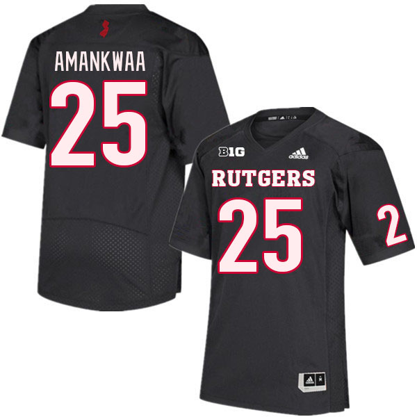 Men #25 Charles Amankwaa Rutgers Scarlet Knights College Football Jerseys Stitched Sale-Black